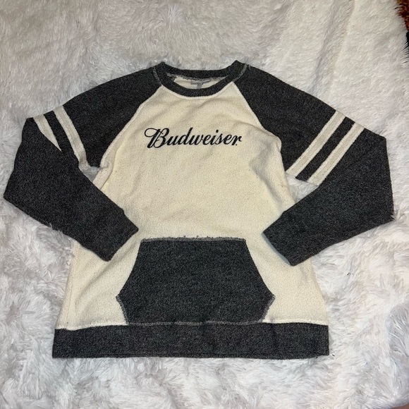 Budwiser Fleece Crewneck Sweatshirt Sweater with Pocket size Large - Picture 2 of 4